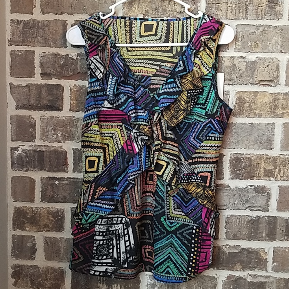 💥⭐🎪Multicolored Ruffled Top - Picture 1 of 2